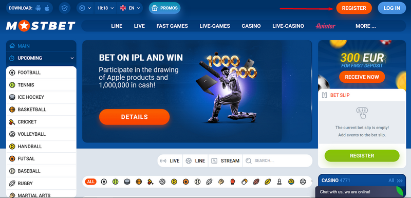 Place a wager at Bookie Mostbet